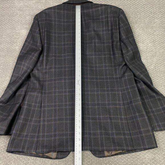 Lauren Ralph Lauren Wool Blazer Sport Coat Men's 44L Brown Blue Windowpane Plaid - Picture 14 of 15